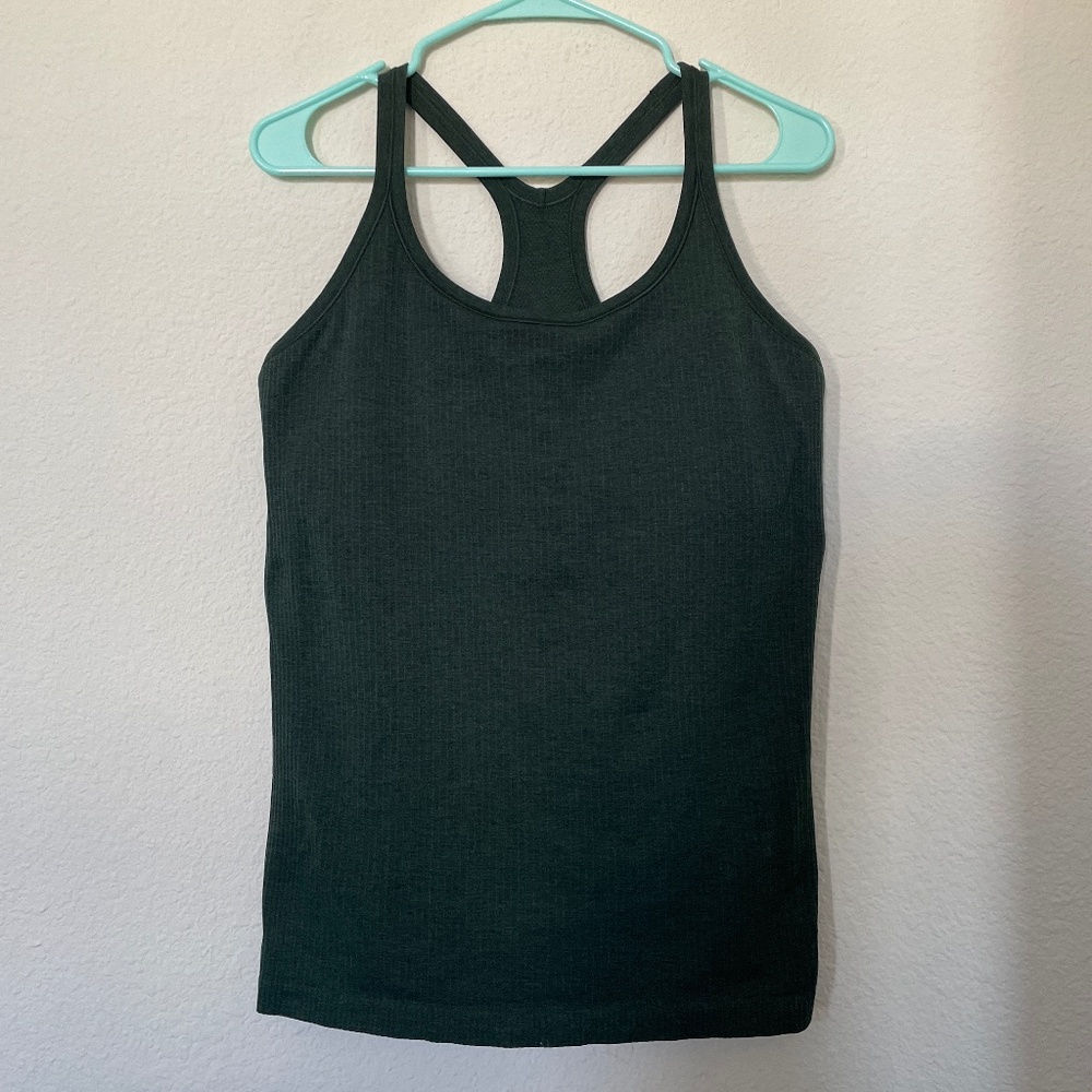 Lululemon dark forest green yoga tank top 12